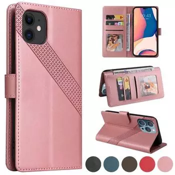 Роскошный кожаный чехол-кошелек с откидной крышкой для iPhone 15 14 Plus 12 13 11 Pro Max XSMAX для Samsung S23 S22 S21 S20 Ultra Plus Note20Ultra A14 A54 A13 A53 iPhone 6/6S чёрный