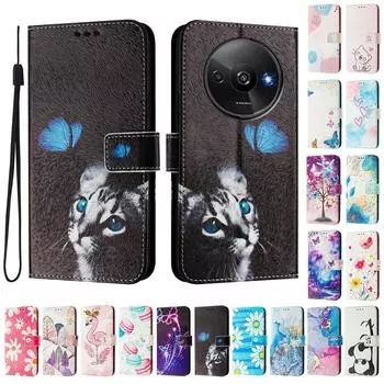 Роскошный кожаный чехол-кошелек с рисунком бабочки и кошки, чехол-книжка из искусственной кожи для Xiaomi 5X 6X 11 12, Redmi 6 7 8 9 10 12, Redmi Note 8 9 10 11 12... Xiaomi Mi A1 (Mi 5X) чёрный