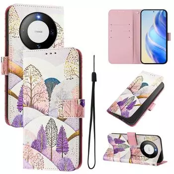 Роскошный кожаный чехол-кошелек с рисунком в виде пейзажа из искусственной кожи в стиле книги для Huawei P20 P30 P40 P50, Pura 70, Mate 60, Mate 70, Honor 50... Huawei P20 разноцветный