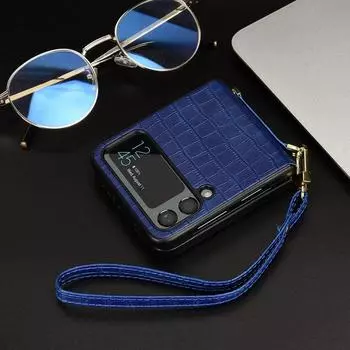 Роскошный кожаный чехол-кошелек с защитой от падения для Samsung Galaxy Z Flip 4 5 5G Flip5 Flip4 Flip3 Flip 3, чехол для телефона с защитой от падения For Z Flip 5 чёрный