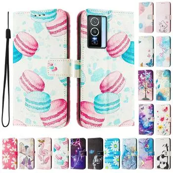 Роскошный кожаный чехол-кошелек в стиле книги из окрашенной кожи для Vivo Y20,Y35,Y51A,Y56,V27,Y78,V29,Y27,Y33S,Y19,V29E,Y17S,Y30,S19... vivo Y20 разноцветный