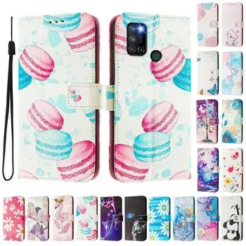 Роскошный кожаный чехол-кошелек в стиле книги с рисунком макаруны для Oppo A72/A52/A92 4G,A36 4G,Reno 8/9,Realme 8/9/10/11/12... Oppo A72 разноцветный