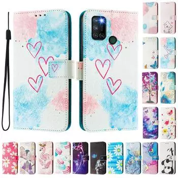 Роскошный кожаный чехол-кошелек в стиле книжки с росписью Love для Oppo A72/A52/A92 4G,A36 4G,Reno 8/9,Realme 8/9/10/11/12... Oppo A72 разноцветный