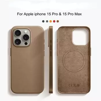 Роскошный кожаный чехол Magsafe для iPhone15 Pro Max 15 14 13 12 11 Pro Max, чехол с магнитной защитой и беспроводной зарядкой For iPhone 15Pro Max чёрный