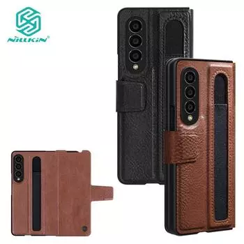 Роскошный кожаный чехол Nillkin Aoge для Samsung Galaxy Z Fold 4, чехол для телефона, высококачественный противоударный чехол для бизнеса Galaxy Z Fold 4 коричневый