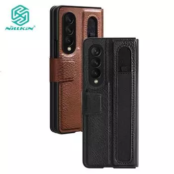Роскошный кожаный чехол Nillkin Aoge для телефона Samsung Galaxy Z Fold 3, защитная задняя крышка в деловом стиле высокого класса с внешним лотком для ручек