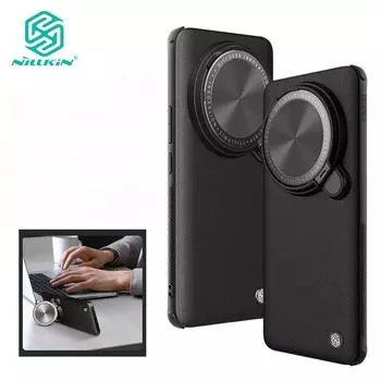 Роскошный кожаный чехол Nillkin CamShield Prop для Xiaomi Mi 14 Ultra, чехол для телефона из сплава, откидной кронштейн для камеры, противоударная задняя крышка For Xiaomi Mi 14 Ultra чёрный