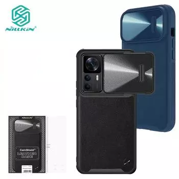 Роскошный кожаный чехол Nillkin CamShield S Redmi K50 Ultra, чехол для телефона, слайдер для камеры из сплава, противоударная задняя крышка Redmi K50 Ultra чёрный
