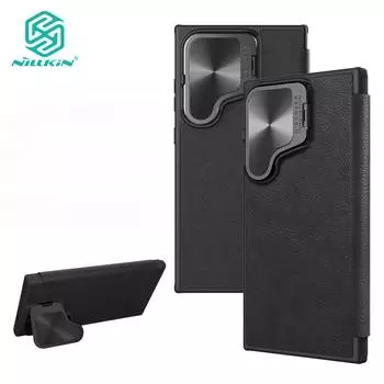 Роскошный кожаный чехол Nillkin с откидной крышкой QIN ProP для Samsung Galaxy S24 Plus, противоударный защитный чехол с откидной крышкой для камеры For Galaxy S24 Plus чёрный