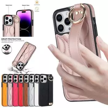 Роскошный кожаный чехол с держателем браслета с кольцом и пряжкой для iPhone 15 14 13 12 11 Pro Max XS MAX XR 8+ 7+/Samsung S23 S22 Ultra Plus Note20Ultra A14 A53 A54 iPhone 7/8/SE 2020 розы красного