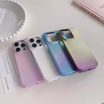 Роскошный кожаный чехол с градиентом цвета Laser Aurora для Iphone 14 12 11 13 Pro Max, жесткий противоударный чехол «все включено» For iPhone12Pro белый