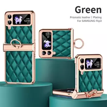 Роскошный кожаный чехол с кольцом для Samsung Galaxy Z Flip 3 5G, защитный чехол для камеры, противоударный чехол для телефона, чехлы For Z Flip 3 5G