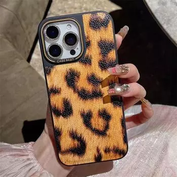 Роскошный кожаный чехол с леопардовым принтом для iPhone 13 14 15 16 Pro Max Plus, противоударный чехол iPhone 13 белый