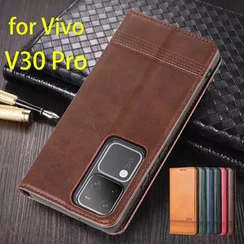 Роскошный кожаный чехол с магнитной адсорбцией для Vivo V30 Pro/Vivo V30Pro, откидная крышка, защитный чехол, чехол Fundas Coque for Vivo V30 Pro&Only Case
