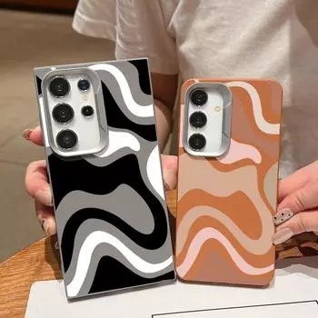 Роскошный кожаный чехол с текстурой в цветную полоску для Samsung S24 S22 Ultra S23 S21 S20 Fe A55 A53 A52 A35 A15 A16, ударопрочный, мягкий, тонкий чехол из ТПУ Samsung S24 FE чёрный