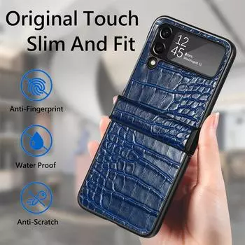 Роскошный кожаный чехол с защитой от отпечатков пальцев для Samsung Galaxy Z Flip 4 5g Flip4 Flip3 Flip 3, тонкий складной чехол для Samsung Z Flip4 for Samsung Z Flip 3 красный