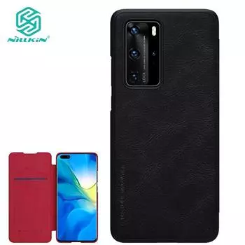 Роскошный кожаный флип-чехол NILLKIN для Huawei P40 Pro серии Qin, задняя крышка Huawei P40 Pro вино красного