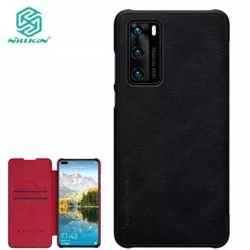 Роскошный кожаный флип-чехол NILLKIN для Huawei P40 серии Qin, задняя крышка Huawei P40 чёрный