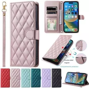 Роскошный кожаный флип-чехол с отделением для карточек для iPhone 15 14Plus 13 12 11Pro Max XSMax для Samsung S23 S22 S21 S20Ultra Plus Note20Ultra A14 A54 A13 A53 iPhone 6/6S фиолетовый