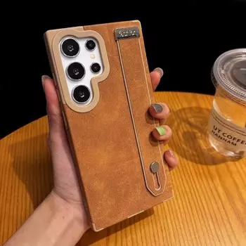 Роскошный кожаный магнитный чехол для телефона Samsung S25 Ultra S24 Plus S23 S22 Ultra матовый ударопрочный беспроводной зарядный мягкий тонкий бампер Samsung S25 коричневый