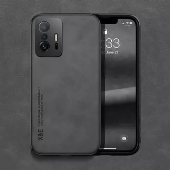 Роскошный кожаный магнитный чехол для Xiaomi Mi 13 12 11T 10T 9T Pro 11 Lite 5G NE 12T T Mi11T POCO X3 NFC Pro, чехол с металлической пластиной For Xiaomi 11T светло-серый