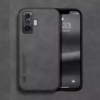 Роскошный кожаный магнитный чехол для Xiaomi POCO F4 GT Global F3 X3 Pro NFC X3NFC X3Pro, чехол со встроенной металлической пластиной, автомобильный держатель POCO F4 GT Global чёрный