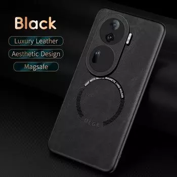Роскошный кожаный магнитный чехол Magsafe для OPPO Reno 11 Pro 11 автомобильный чехол силиконовый противоударный полный защитный чехол OPPO Reno 11Pro 5G чёрный