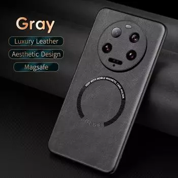 Роскошный кожаный магнитный чехол Magsafe для Xiaomi 14 13 12S 11 13T 5G автомобильный чехол силиконовый противоударный полный защитный чехол Xiaomi 14 Ultra чёрный