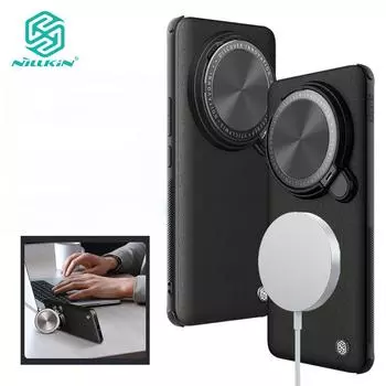 Роскошный кожаный магнитный чехол Nillkin CamShield для Xiaomi Mi 14 Ultra, чехол для телефона, откидной кронштейн для камеры, противоударная задняя крышка For Xiaomi 14 Ultra чёрный