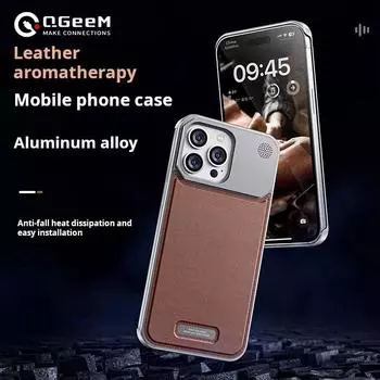 Роскошный кожаный металлический чехол для телефона для Iphone 13 14 15 Pro Max, магнитный алюминиевый ароматный чехол для телефона для iPhone 13 14 15 Promax For Iphone 15 серый/коричневый