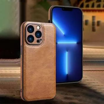 Роскошный кожаный мягкий чехол для телефона iPhone 16 15 11 12 13 14 Pro Max Plus X XS XR противоударный полный защитный чехол для камеры For iPhone 12 коричневый
