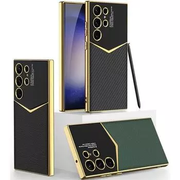 Роскошный кожаный мягкий чехол из ТПУ для Samsung Galaxy S23 Ultra S24 Plus All Inclusive, противоударная защитная задняя крышка Samsung S23 Ultra зелёный