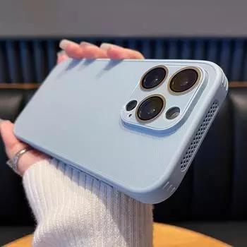 Роскошный кожаный охлаждающий чехол для телефона с узором личи для iPhone 15 14 13 12 Pro Max, защита объектива, рассеивающая тепло крышка For iPhone 15 фиолетовый