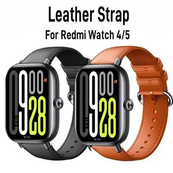 Роскошный кожаный ремешок для Redmi Watch 5 watch4 Браслет Сменный ремень Ремешки для Xiaomi Mi Band 9Pro 8Pro чёрный