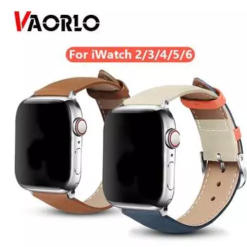 Роскошный кожаный ремешок VAORLO для iWatch 40 мм 44 мм, спортивный ремешок Tour Band для Apple Watch 42 мм 38 мм серии 2 3 4 5 6 SE 38/40mm чёрный