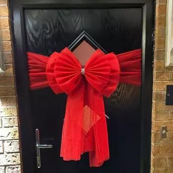 Роскошный красный бант на всю дверь рождественские банты полный комплект для украшения лента обертывание