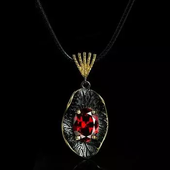 Роскошный красный большой циркониевый кулон AAAA, модные ювелирные изделия из черного золота, подвеска неправильной овальной формы, женская подвеска для ожерелья чёрный