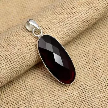 Роскошный красный гранатовый драгоценный камень ручной работы из стерлингового серебра 925 пробы, ювелирный кулон для женщин 2.00 Inches красный
