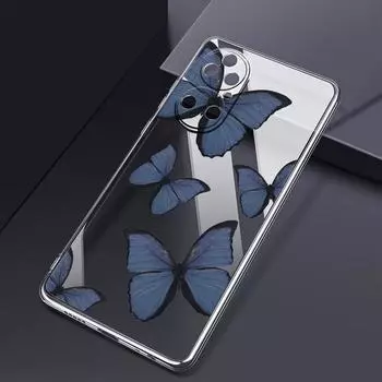 Роскошный красочный чехол для телефона с изображением летящей бабочки для Huawei P50 P40 P30 P20 Lite 5G Nova Plus 9 SE Pro Y9S Prime Honor 9X Прозрачный Huawei Y6 2019