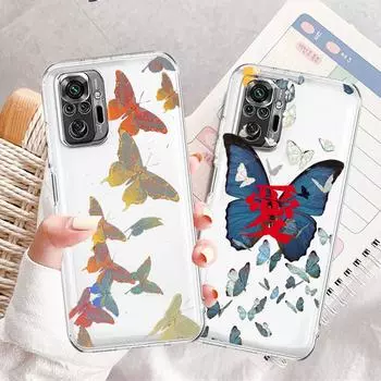 Роскошный красочный чехол для телефона с летающей бабочкой для Xiaomi Redmi Note 12 11E 11S 11 11T 10 10S 9 9T 9S 8 8T Pro Plus 5G Прозрачный Redmi Note 4X