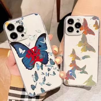 Роскошный красочный чехол для телефона с летающей бабочкой для Apple iPhone 14 13 12 11 SE XS XR X 7 8 6 5 Pro Plus MAX 2020, прозрачный чехол iPhone 5