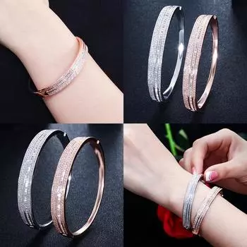 Роскошный круглый браслет CMM с цирконием розового и золотого цвета, ювелирные изделия розового золота