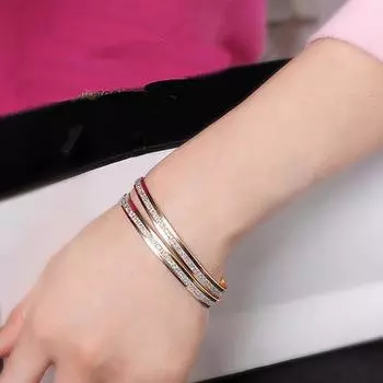 Роскошный круглый браслет для женщин, матовый женский браслет, двойной браслет, ювелирные изделия золотой