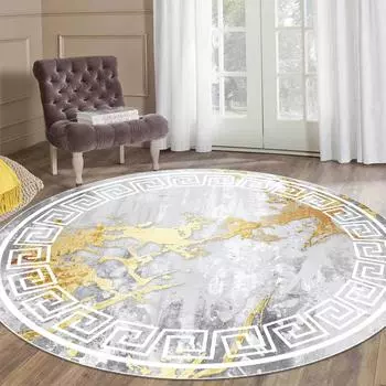 Роскошный круглый ковер для гостиной, белый, черный, зеленый, мраморный узор, ковры для комнаты, моющиеся, нескользящие, декоративные коврики для спальни 60cm 23.62 in