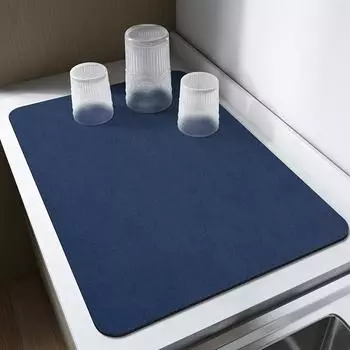 Роскошный кухонный коврик для сушки посуды Подставки под столовые приборы Резиновая дренажная прокладка Впитывающий термостойкий коврик для столешницы Влагостойкие коврики 30x40 cm темно-серого