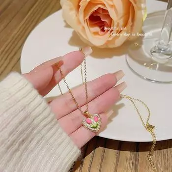 Роскошный кулон «любовь» нишевый дизайн ожерелье Джокер простое цветочное ожерелье на ключицу ювелирные изделия женщина золотой