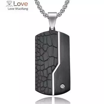 Роскошный кулон с биркой, мужское винтажное ожерелье из углеродного волокна, цепочка из нержавеющей стали для мужчин, ювелирный подарок 55cm