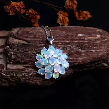 Роскошный кулон с опалом 4,2 карата, ожерелье 45 см, чистое серебро 925 пробы, натуральные драгоценные камни Эфиопии, изысканные украшения для женщин, подарок на годовщину белый
