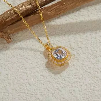 Роскошный кулон с сахарным цирконием и бриллиантами, ожерелье из стерлингового серебра S925, женская минималистичная цепочка на ключицу золотой