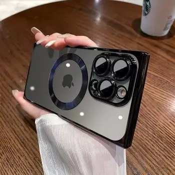 Роскошный квадратный чехол для телефона Magsafe с беспроводной зарядкой для iPhone 11 12 13 14 15 Pro Max Plus, прозрачный магнитный чехол-бампер For iPhone 14Plus